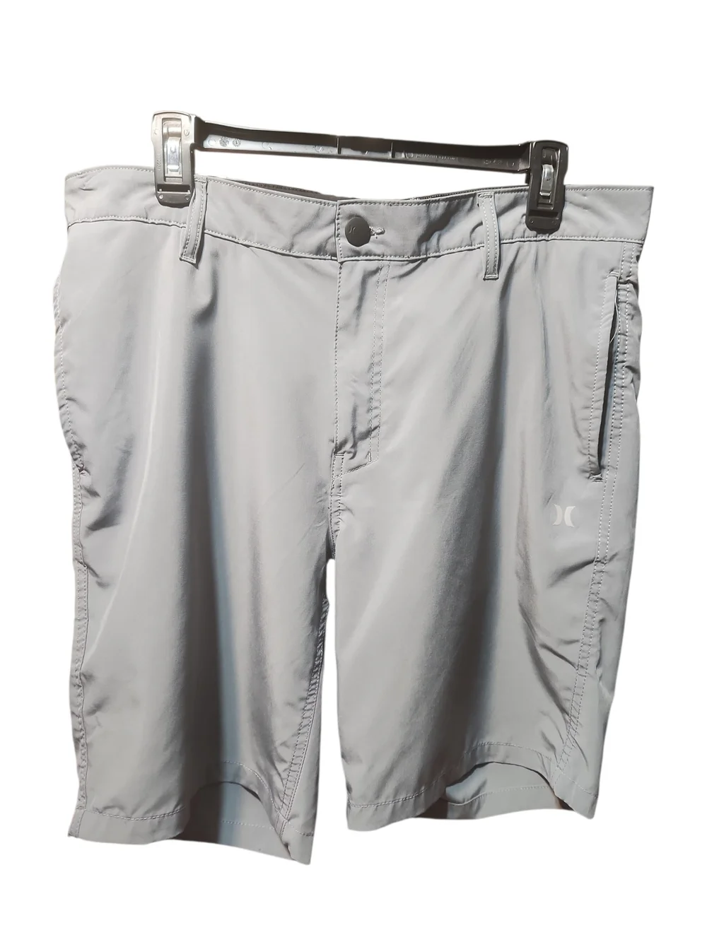 Hurley Men's Light Gray Athletic Shorts with Zip Pocket Sz 34